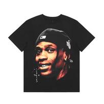 Travis Scott Portrait Printed Men Clothing Tee Shirt Homme New in Top short sleeve Round Neck Printing Pullover T-Shirt 50435 S