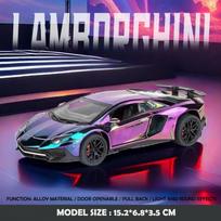 1:32 chromuotas Lamborghini SVJ LP750 superautomobilio modelis su garsu ir šviesa, vaikams, berniukams, metalinis žaislinis transporto priemonė, miniatiūrinė Voiture