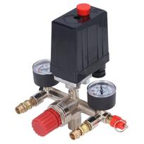 90-120PSI Kintamosios srovės oro kompresoriaus slėgio jungiklio vožtuvo valdymo rinkinys Vertikalus jungiklis Kolektorius Reguliatorius Manometrai Saugos vožtuvas juoda