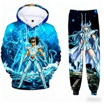 Anime Saint Seiya 3D spausdinti gobtuvai kostiumas vyras moteris sportinis kostiumas kelnės 2 vnt. rinkiniai naujas vaikiškas megztinis su gobtuvu cosplay vyras bėgiojimo kostiumai S
