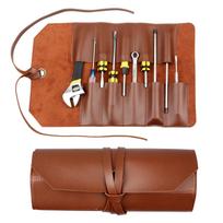 Multi functional tool roll bag, leather, portable, repair carpenter, electrician bag, screws, wrench, storage, hardware tool kit black