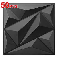 50/100 VNT 3D Sienų Panelės Deimanto Formos 30x30cm PVC Akcentinės Tekstūruotos Sienų Panelės Juodos Sienų Dangos Panelės Interjero Sienų Dekoro