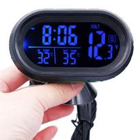 DC 12V Automobilinis termometras 4 viename Laikas Data Dvigubos temperatūros LED Automobilinis skaitmeninis termometras Monitorius su apšvietimu mėlyna