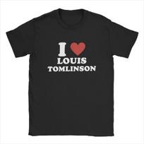 Aš myliu Louis Tomlinson vyriškus marškinėlius Tikėjimas Ateitis Dainininkas Nuostabūs marškinėliai Trumpomis rankovėmis apvalia kaklo iškirpte Medvilniniai didelio dydžio viršutiniai drabužiai S juoda