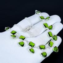 Peridot Heart Gemstone Necklace 925 Sterling Silver Necklace Peridot Necklace Bohemian Handmade Silver Necklace Gift Fort Wadding 20" žalia