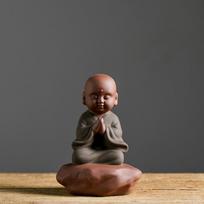 Keraminės Mažo Vienuolio Automobilio Dekoracijos, Kiniškas Zen Purpurinio Molio Smėlis, Mielas Arbatos Augintinis, Fengšui Zen Buda Meditacija
