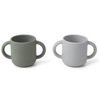 Silikoniniai minkšti saugūs vaikų puodeliai Liewwood Silicone Cup Rabbit / Faune Green LW14155, be BPA, 2 vnt.