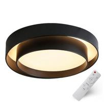 Modernus LED lubinis šviestuvas plafonas 50cm juodas su pulteliu, reguliuojama spalva ir ryškumas, modernus dizainas