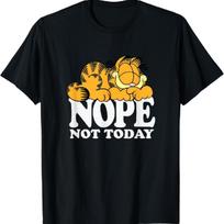 Garfield Nope Not Today Lazy Cat Bold Logo T-Shirt - Unisex-Adults, Unisex-Kids - Black - Short Sleeve - T-Shirt - Novelty T-Shirts S juoda