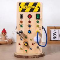 Montessori užimtas stendas sensoriniai žaislai medinis su LED šviesos jungiklio valdymo lenta kelioninės veiklos vaikų žaidimai 2-4 metų vaikams wooden toys įvairiaspalvis