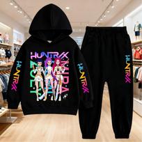 KPop Demon Hunters Children's Hoodie Set with Boys' Casual Sports Shirt and Two tone Girls' Soft and Comfortable Pants Kid Cloth 100cm