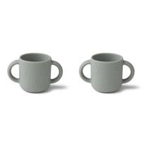 Silikoniniai minkšti saugūs vaikų puodeliai Liewood Silicone Cup Rabbit / Dove Blue LW14155, be BPA, 2 vnt.