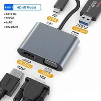 4-in-1 USB C dokas Dvigubas HDMI 4K@60Hz adapteris USB 3.0 šakotuvas Type C į HDMI USB C skirstytuvo adapteris OTG nešiojamam kompiuteriui Macbook