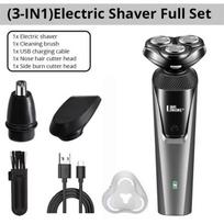 3 viename elektrinis skustuvas vyrams 4D skustuvas barzdos žirklės USB įkraunamas nešiojamas vandens plovimo plaukų kirpimo mašinėlė veido epiliatorius Electric shaver mėlyna