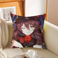H-Hu Tao Anime 45*45cm Pagalvės užvalkalas Pagalvės užvalkalas Dekoratyvinis pagalvės užvalkalas Namų pagalvės užvalkalas Sofos pagalvei 12x12Inch