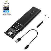 M2 SSD dėklas Dvigubo protokolo NVMe SATA SSD gaubto adapteris 10Gbps USB 3.1 Type C išorinis M.2 gaubtas Palaiko M raktus B&M raktus Only SATA Black