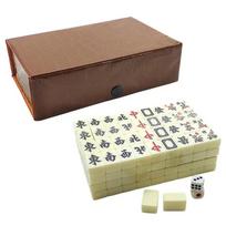 Kinų Mahjong žaidimo rinkinys 144 baltos graviruotos mini plytelės šeimos susibūrimui Kinų stiliaus žaidimui Žaidimo laikas šeimai balta