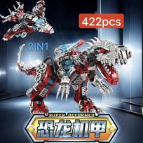 New 4in1 Transforming Robot Mecha Building Blocks Kits Dinosaur World Mech Model Assembly Bricks Kids Toys Boys Birthday Gifts no box
