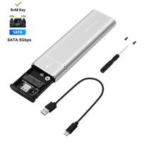 M2 SSD dėklas Dvigubo protokolo NVMe SATA SSD gaubto adapteris 10Gbps USB 3.1 Type C išorinis M.2 gaubtas Palaiko M raktus B&M raktus Only SATA Silver