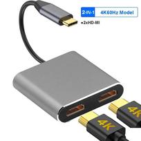 4-in-1 USB C dokas Dvigubas HDMI 4K@60Hz adapteris USB 3.0 šakotuvas Type C į HDMI USB C skirstytuvo adapteris OTG nešiojamam kompiuteriui Macbook
