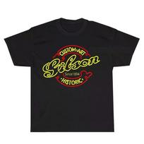 Gibson Guitar Since 1894 Edition Logo 2024 Summer Cotton Black Borla Men Short Sleeves Cool Tee Hip Hop Streetwear T-shirt 2XL