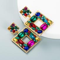 Women's Drop Earrings Baroque Alloy Glass Crystal Colored Geometric Women's Exaggerated Party Earrings OneSize oranžinė