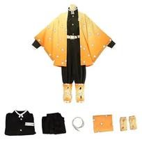 Suaugusieji/vaikai Anime Agatsuma Zenitsu Cosplay kostiumas perukas batai vyrai Geltonas Kimono apsiaustas aprangos 110