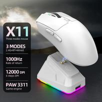 Įkraunama 12000DPI belaidė pelė su įkrovimo doku Bluetooth 2.4G laidinė trijų režimų RGB ergonomiška itin lengva PC žaidimų pelė