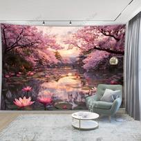 Sakuros Pavasaris Namų Dekoras Estetinis Sienos Kabinamas Miegamojo Bendrabučio Fono Audinys Gimtadienio Dovana Kambario Dekoro Elementas 29x37in