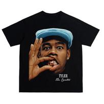 Trumpomis rankovėmis Tyler Amerikietiško retro gatvės hiphopo HIPHOP grynos medvilnės marginti trumparankoviai marškinėliai vyrams S