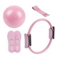 Yoga Fitness Kit With Pilates Ring Yoga Ring Ball Figure Resistance Band Stretching Belt Home Fitness pilates set equipment kit rožinė