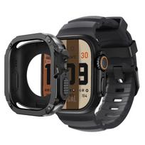 Band+Case for Apple Watch Ultra 2 49mm 44 45 46mm Sport Silicone Strap TPU+PC Cover iWatch Series10/8/7/SE/6/5 Protector Bumper 44mm
