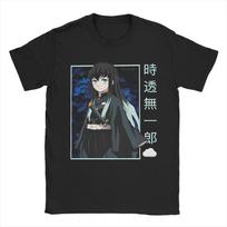 Novelty Muichiro Tokito Tshirts Unisex Cotton Short Sleeve Anime Demon Slayer Round Neck Summer Tops S
