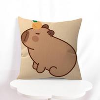 Cartoon Capybara Hippo Maple Design Cushion Cover Happy Autumn Harvest Decor Holiday Decorati Pillow Cover 16x16Inch