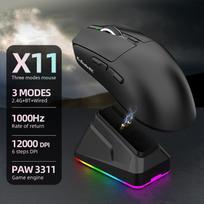 Įkraunama 12000DPI belaidė pelė su įkrovimo doku Bluetooth 2.4G laidinė trijų režimų RGB ergonomiška itin lengva PC žaidimų pelė