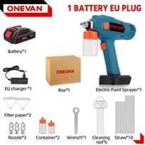 ONEVAN 100ML Elektrinis purškiklis Akumuliatorinis dažų purškiklis Įkraunamas Automobilių Baldų Plieno Galios įrankiai Skirtas Makita 18V 21V Baterijai 1 Battery-EU