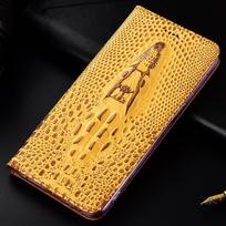 Krokodilo galvos natūralios odos telefono dėklas, skirtas IPhone 17 Pro Max 13 11 12 14 15 16 Pro Max 16 Plus, piniginės atverčiamas dangtelis iPhone 16 Pro Max geltona