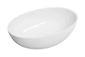 OMNIRES Shell M+ - Ant stalviršio pastatomas praustuvas 50x32 cm, be perpildymo angos, be skylės maišytuvui, baltas SHELL500UNBP