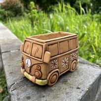 1pc Vintage Hippie Van Resin Planter Creative Flower Pot for Indoor & Outdoor Decor Versatile Room Accent Car Model Garden Decor
