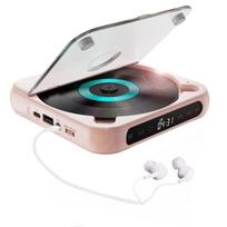 Nešiojamas CD grotuvas su „Bluetooth“, rožinis