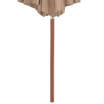 Lauko skėtis su mediniu stulpu vidaXL, 300 cm, kreminės spalvos, Ruda