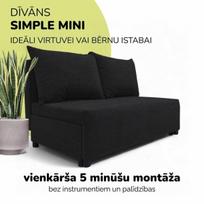 Dvivietis išskleidžiamas sofos „Simple Mini“, „Podrez“, grafito spalvos