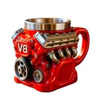 Retro V8 Varikliai Nerūdijančio Plieno Puodelis su Rankena Izoliuotas Automobilinis Puodelis Dovanos Vyrams ir Berniukams raudona