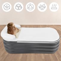 Sulankstoma Nešiojama Pripučiama Vonia, Didelė Suaugusiųjų Dydžio Vonia Karštam ir Šaltam Vandeniui Mirkyti, SPA Relaksacija su Greito Pripūtimo Siurbliu pilka spalva