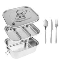 Nerūdijančio plieno bento dėžutė, metalinė priešpiečių dėžutė, maisto laikymo indai su užrakinamais spaustukais, priešpiečių užkandžių dėžutės darbui, mokyklai