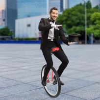 24 colių raudonas lauko vienaratis su neslystančiais pedalais - reguliuojamo aukščio vienaračio dviratis, palaiko 154 svarus balansui lavinti ir fitnesui raudona