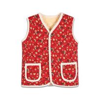 Gėlėta dygsniuota šerpos šilta liemenė – Madingas korėjietiškas retro stilius(RAUDONA) 2XL