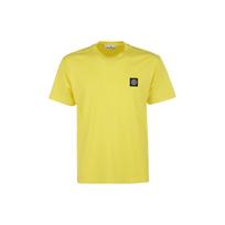 Stone Island SS23 Vienspalviai Marškinėliai su Logotipo Pleistru, Apvalia Kaklo Iškirpte ir Trumpomis Rankovėmis Vyrams Viršutiniai Drabužiai Geltoni 101524113-V0030 XXL