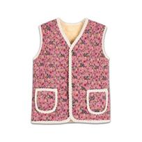 Gėlėta dygsniuota šerpos šilta liemenė – Madingas korėjietiškas retro stilius(Rožinis) 2XL