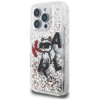 Karl Lagerfeld Liquid Glitter Choupette Logo Case for iPhone 16 Pro Max, transparent